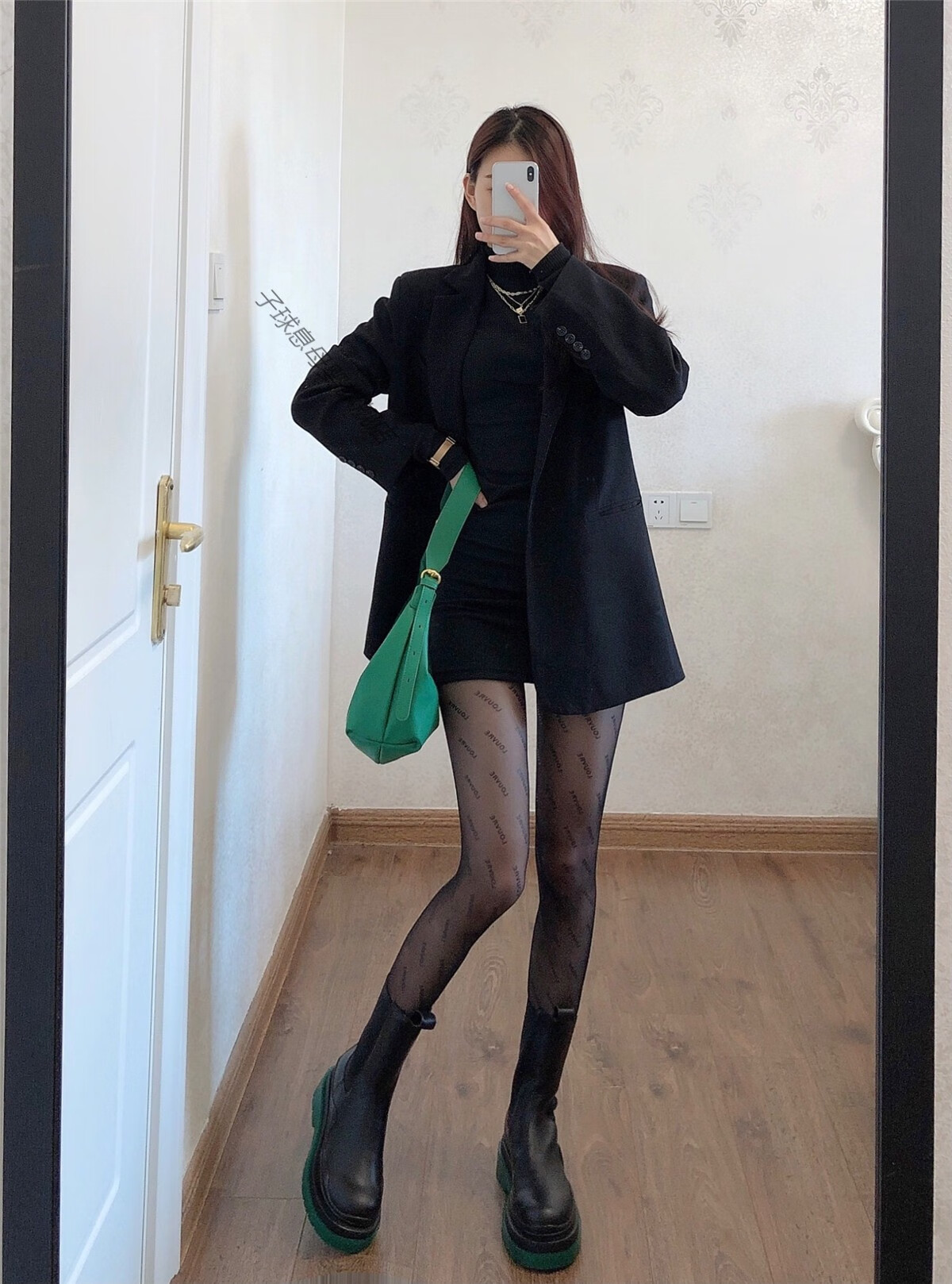 巴黎世家官方秋季新款黑色性感b字母黑丝袜任意剪防勾丝连裤袜加长