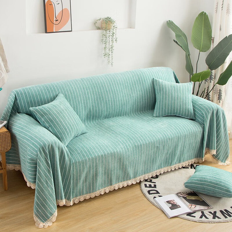 甄情家纺简约沙发巾全盖布懒人沙发垫套四季通用盖巾布艺防尘罩布花型