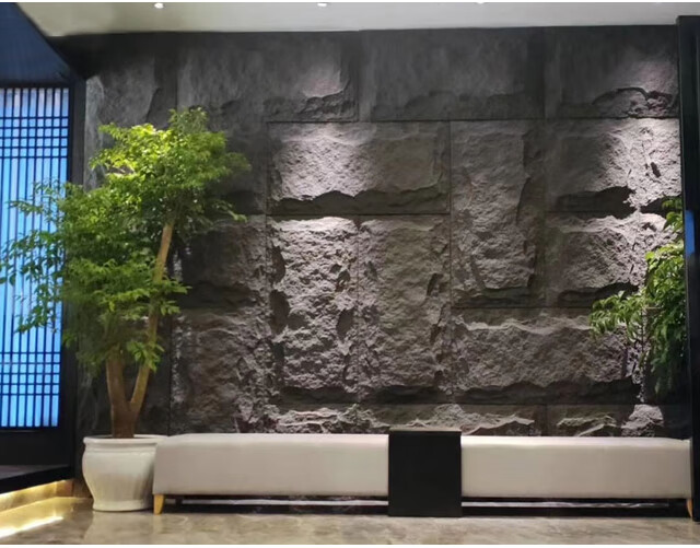 pu文化石轻质石皮背景墙大板文化砖聚氨酯客厅仿真蘑菇石外墙砖120x60