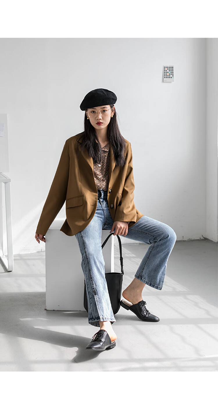 eggka碎花雪纺衬衫女设计感小众上衣复古港味2020春款长袖花衬衣 咖啡