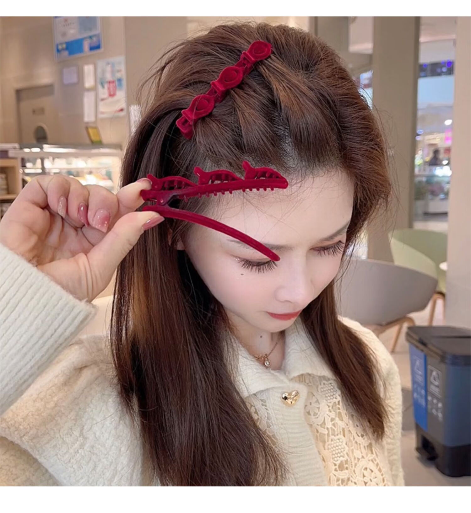 纯色植绒编发发夹女侧边网红新款秋冬刘海编发神器发卡头饰植绒纯色