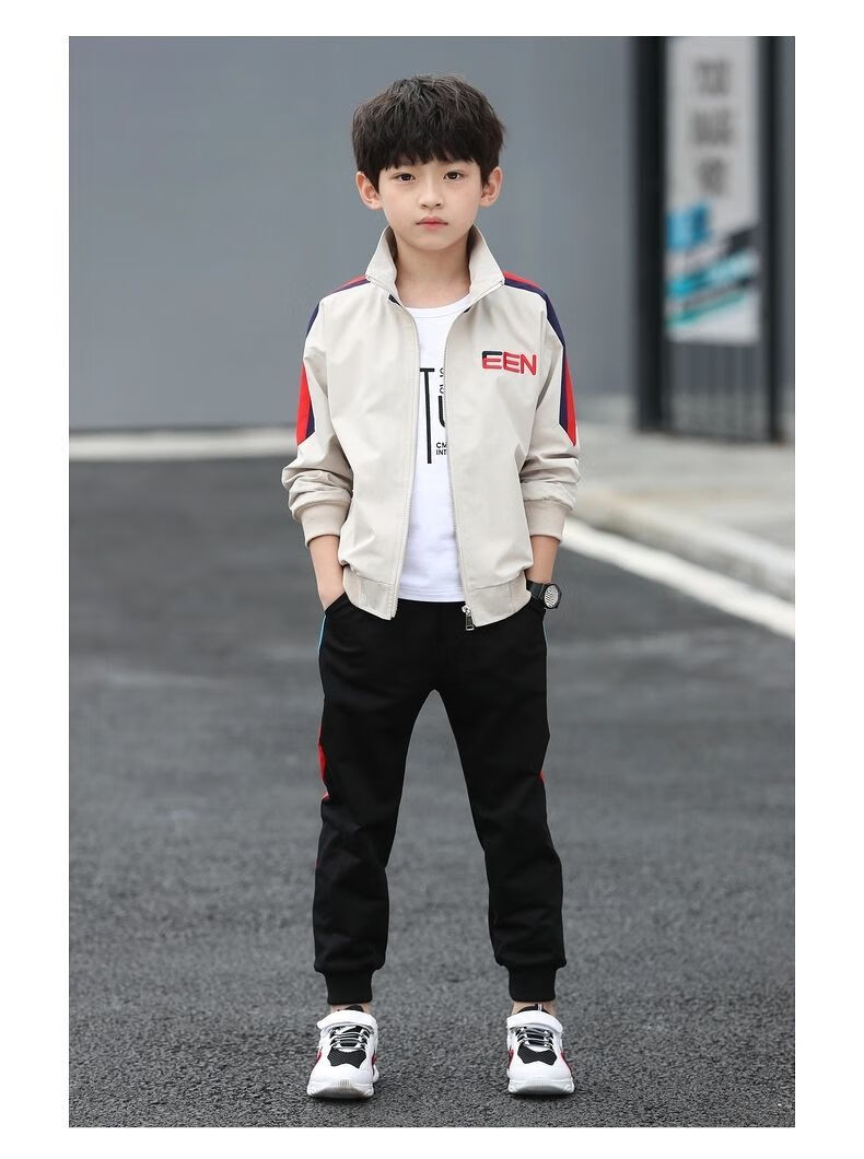 高品质童装男童套装男童春装套装2022新款印花两件套中大儿童修身洋气