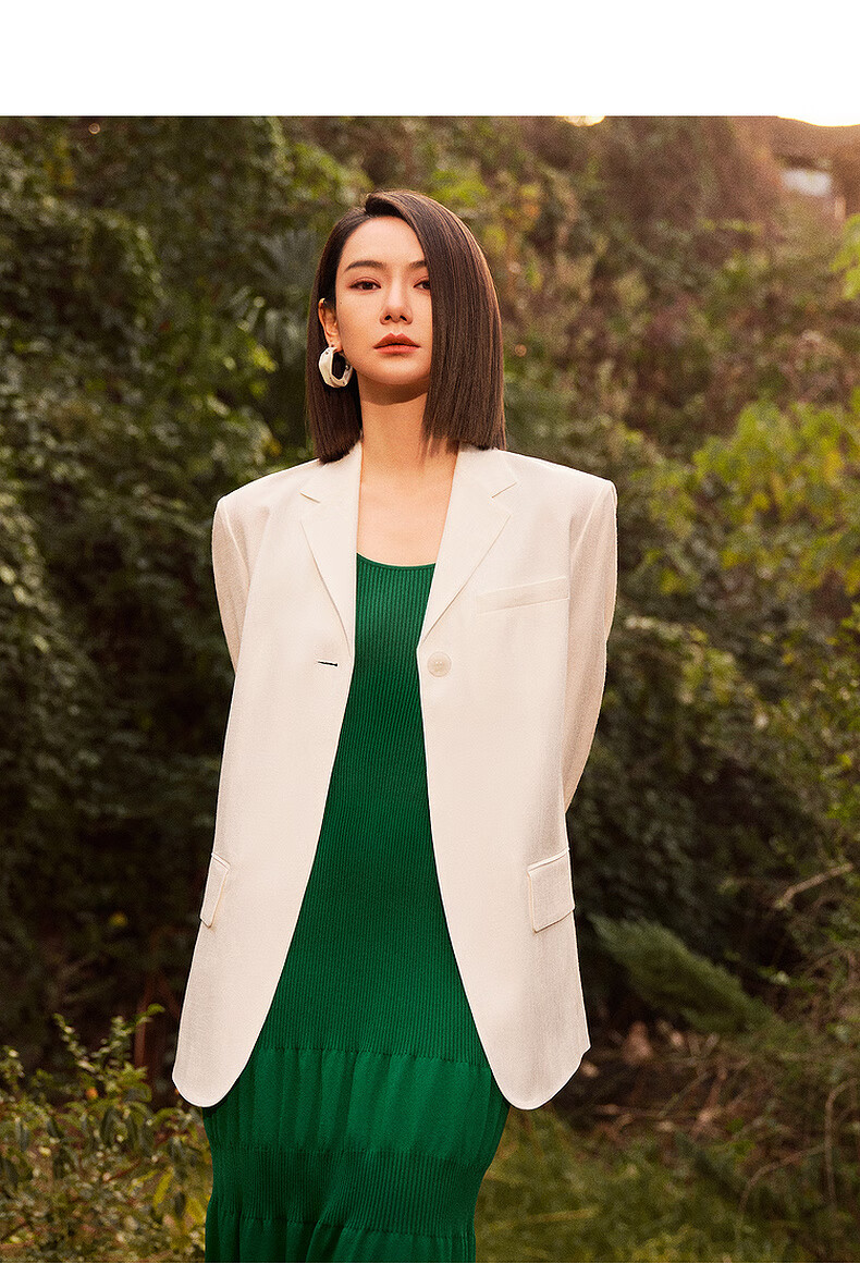 戚薇同款edition醋酸西装外套女2022夏新款设计感白色女绅士西装本
