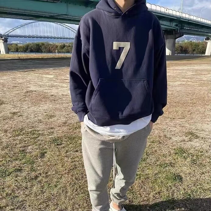 tx fog 复线essentials第七季数字7植绒休闲宽松连帽卫衣男女美式帽衫