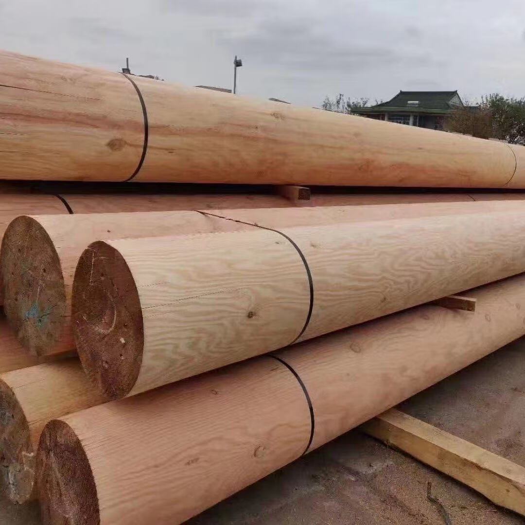定制适用实木圆柱松木防腐碳化原木立柱方柱房梁横梁寺庙古建木头柱子
