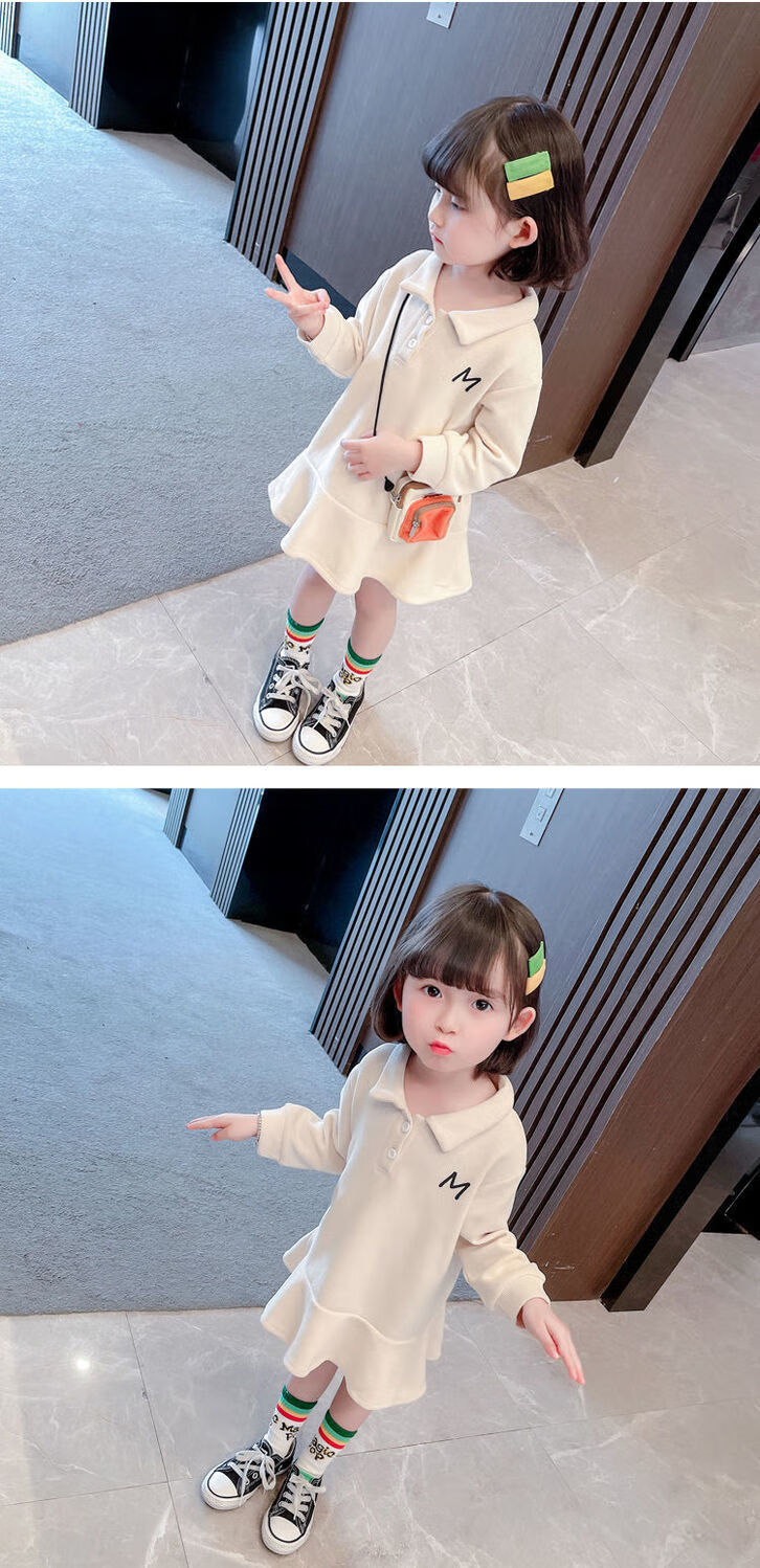 小裙子女童polo裙春秋装女孩裙子4一5岁小童公主裙休闲长袖连衣裙儿童