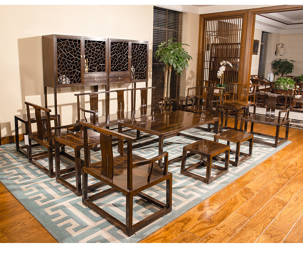 滑氏红木红木家具紫光檀学名东非黑黄檀新中式实木沙发组合客厅整装