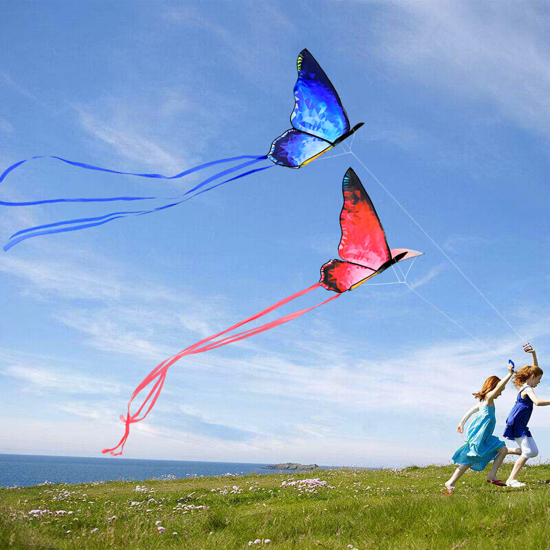 潍坊微晶蝴蝶风筝儿童初学者微风易飞大型大人专用25米粉蝶26黄轮700