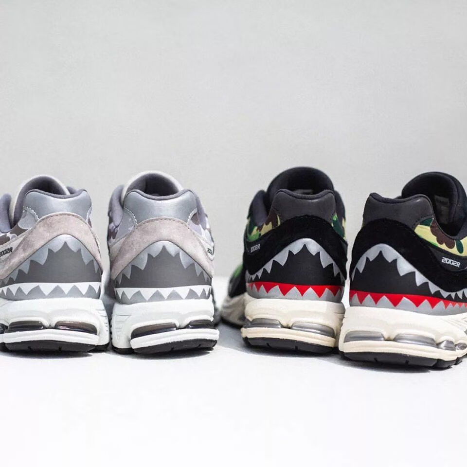 纯原反光bape迷彩鲨鱼猿人nb2002r休闲复古男女运动跑步鞋休闲黑色355