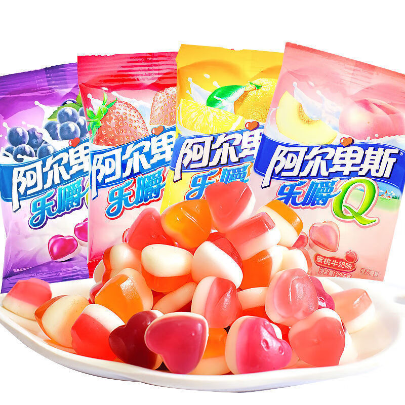 阿尔卑斯qq糖乐225g16袋缤纷软糖可乐味夹心多口味整箱混合口味225g16