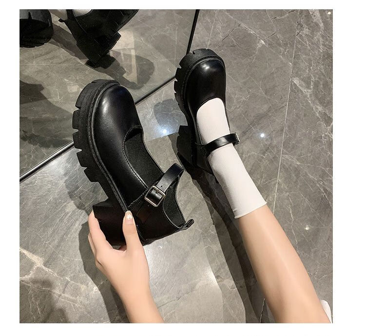 学生鞋子日本高中生cosplay制服装黑色小皮鞋水手服校服 b款校园鞋子