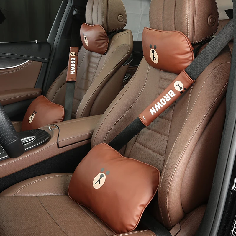 Tuxi Tuxiline Friends Joint Name Brown Bear Car Headrest Lumbar Support Seat Cervical Vertebra Pillow Brown Bear Car Headrest Lumbar Support, Brown Car Seat Head Support
