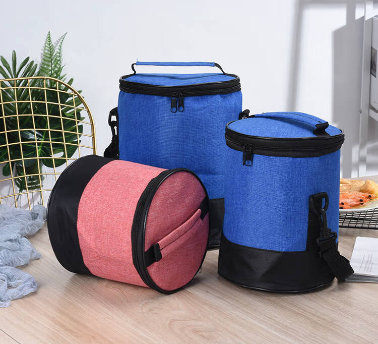 圆形防水保温袋学生饭盒保温袋外用手提包保温桶袋子牛津布便当包