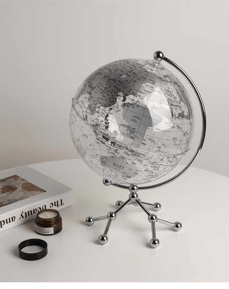北欧轻奢水晶地球仪摆件创意办公室桌面书房高档家居客厅酒柜饰品透明