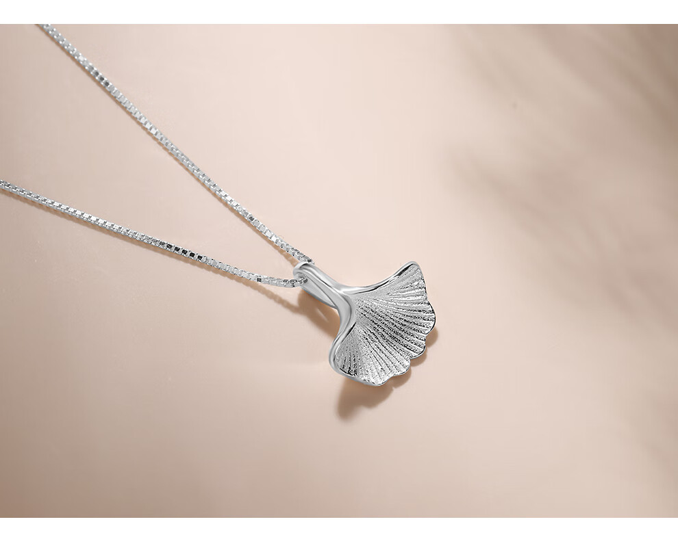 925银夏纯爱清新银杏叶银链子银锁骨链银杏叶项链40cm3cm可调节含证书