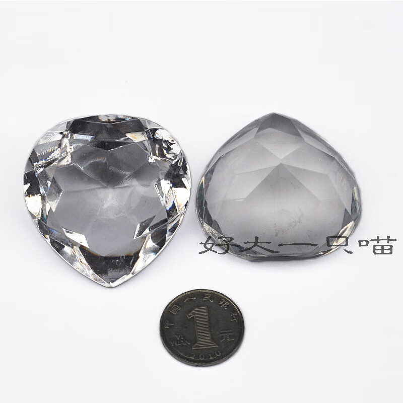 5厘米彩色透明心形仿水晶大钻石塑料玩具宝石幼儿童商场抓机奖品 随机