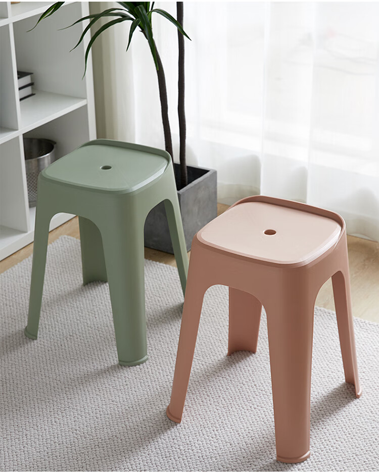 迈亚塑料凳子时尚简约家用加厚方凳餐桌胶椅子防滑网红板凳塑料高凳姜