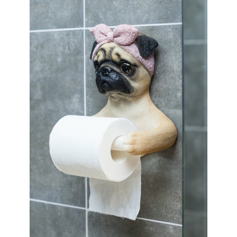 可爱猫狗纸巾架马桶厕所卫生间免打孔浴室壁挂式创意洗手间卷纸架 卷