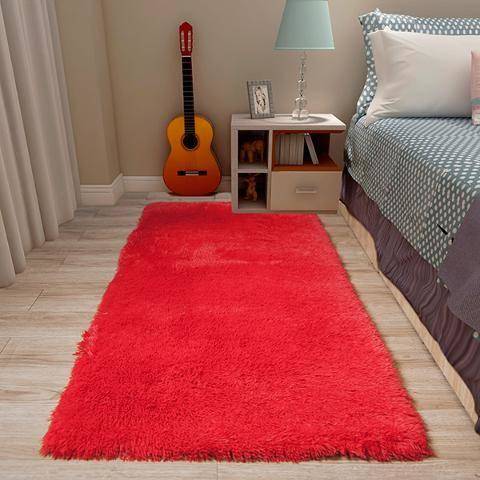 长毛加厚丝绒地毯客厅地毯茶几地毯卧室床边毯飘窗垫 长绒玫红 200*