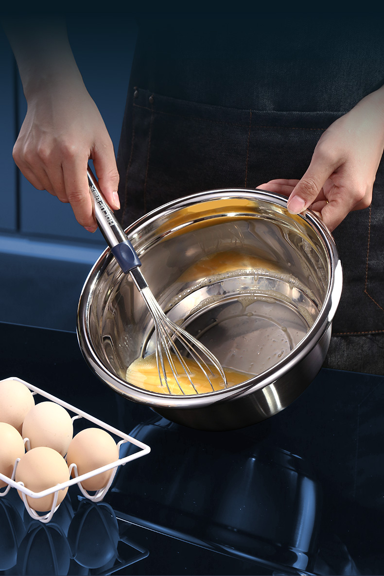 好厨夫食品级不锈钢盆铁盆家用料理和面揉面厨房洗菜盆子大汤盆30cm