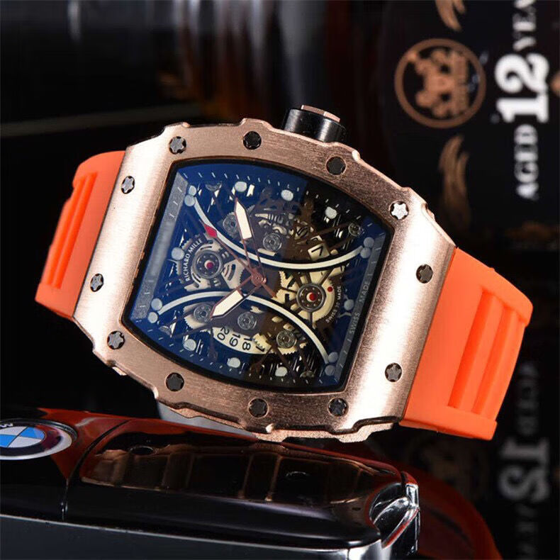 理查德米勒爆款米勒酒桶形手表男士时尚镂空运动高档个性潮流防水复刻