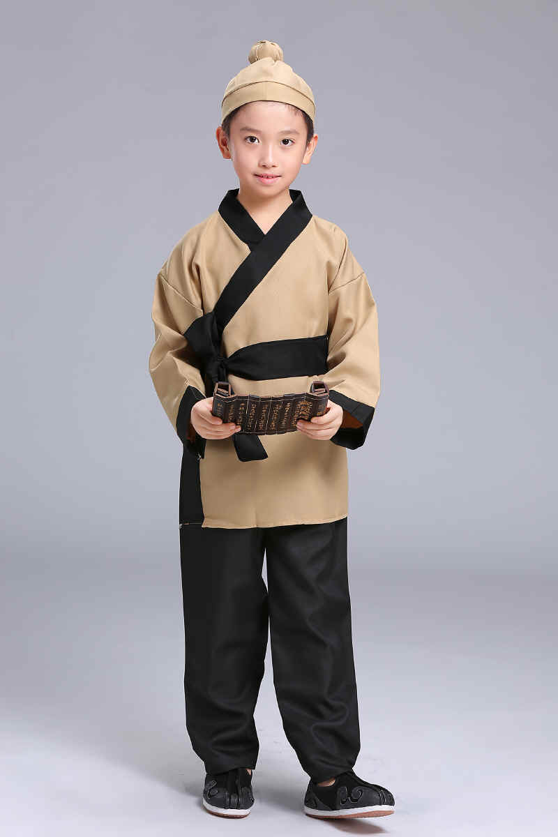 店小二演出服古装汉服套装儿童村民衣服男女演出服装古代老百姓表演服