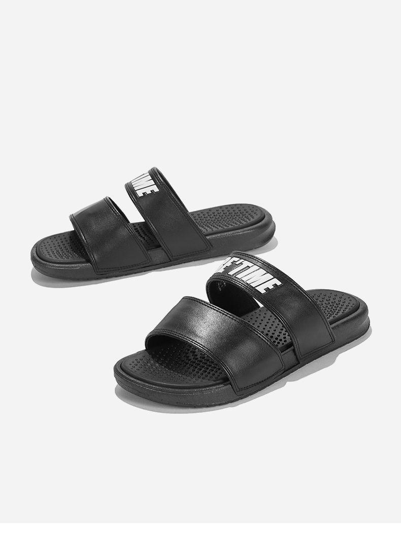 热风男鞋hotwind 新款男士休闲拖鞋室内外休闲鞋一字拖 01黑色 39