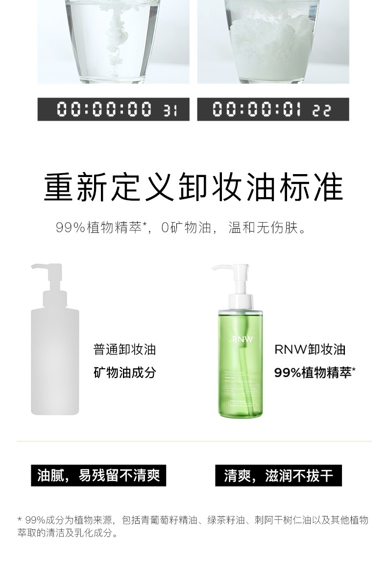 韩国如薇rnw卸妆油葡萄籽精华眼唇脸部卸妆水温和无刺激清洁毛孔快速