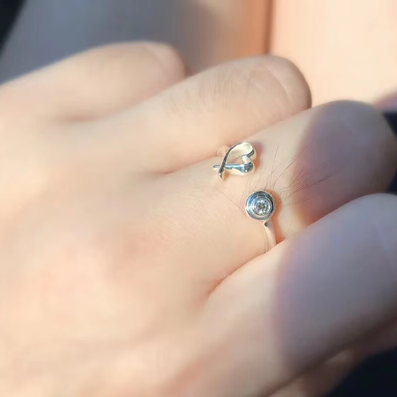 蒂芙尼蒂凡尼 tiffany 纯银 爱心铁丝戒指 纪念生日礼物grp10224 银色
