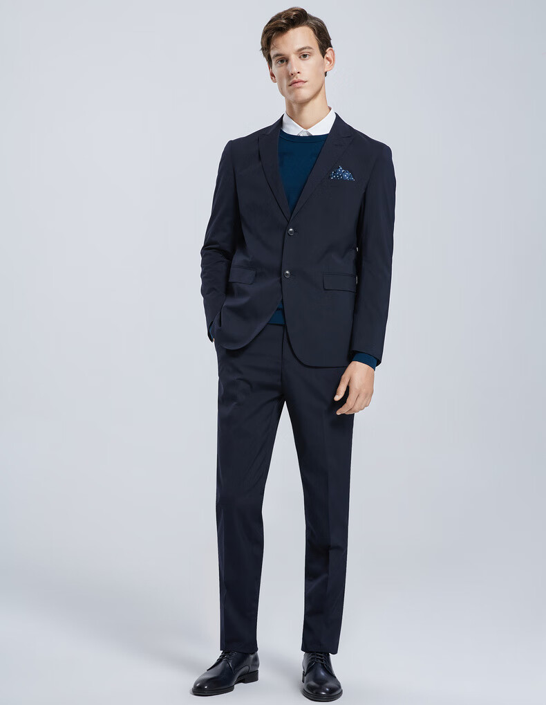 劲霸男装奥莱西服套装男春秋季黑色正装男士商务轻正装西装bsfa1358深