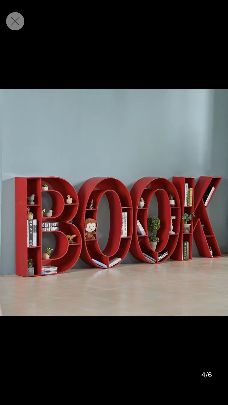 创意字母书架壁挂金属字母书架挂墙书柜落地学校幼儿园图书馆字母书柜