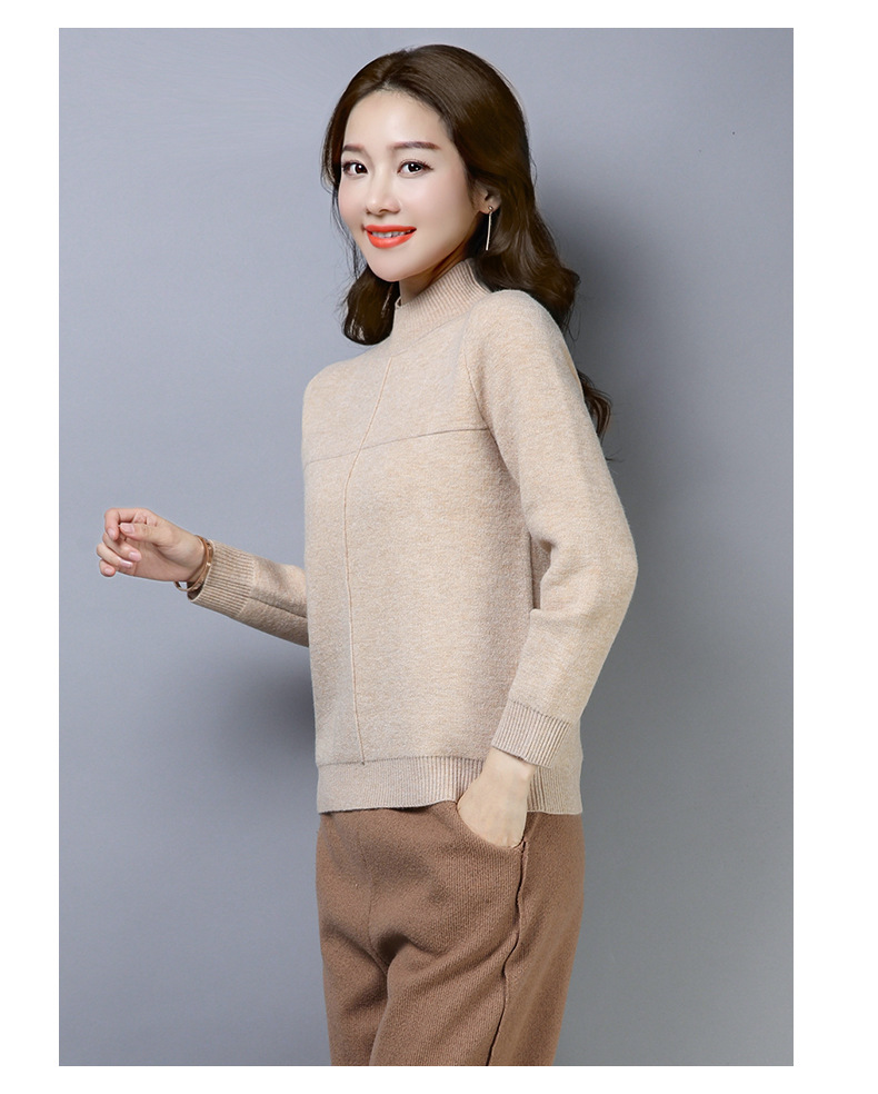 仿羊毛衫加绒加厚半高领毛衣女短款很仙带绒的毛线衣女生大学生高初中