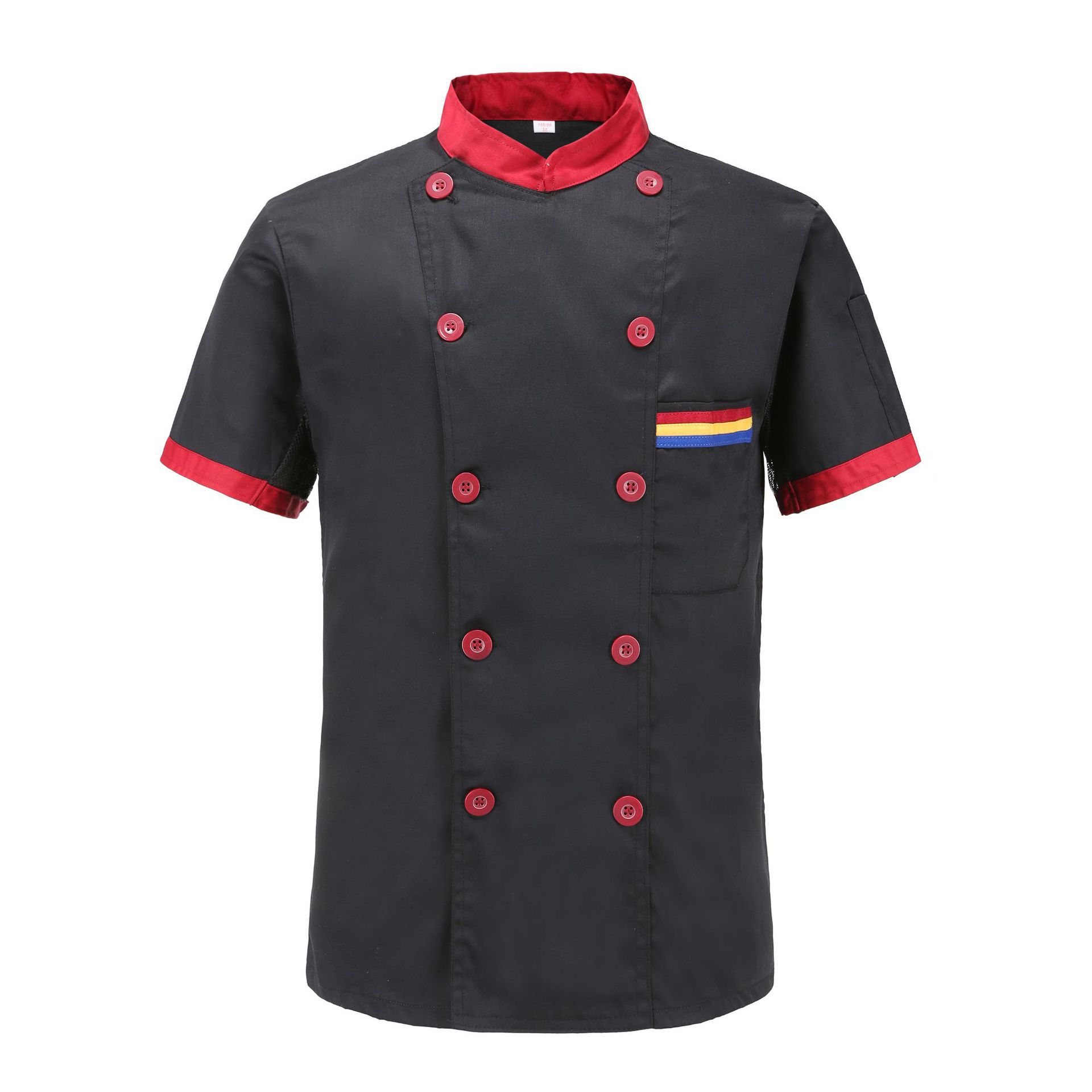 奥义驰厨师服短袖 男女酒店工作服夏装饭店后厨衣制服定制批发 黑色