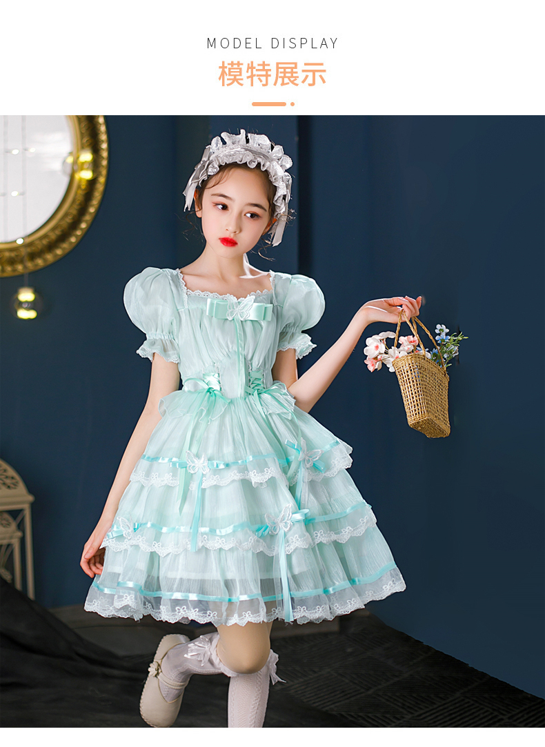 迪士尼disney洛丽塔公主裙女童夏季六一演出服儿童lolita生日连衣裙