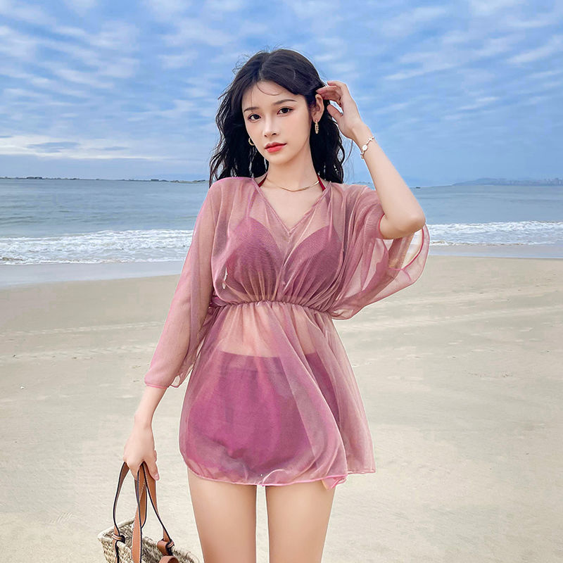 游泳衣女士泳衣 泳衣女分体性感比基尼三件套超仙ins三亚度假仙女范遮