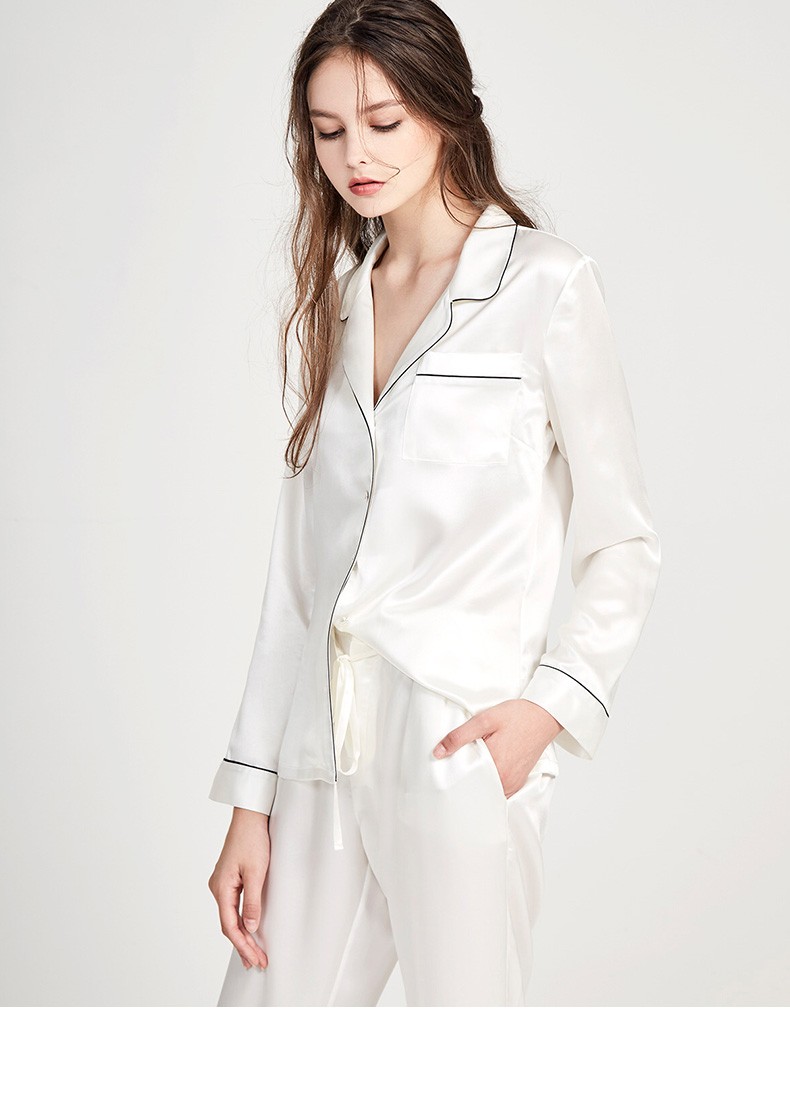 七夕礼物silkymiracle经典女士真丝睡衣奢华奢侈品家居服长袖外穿桑