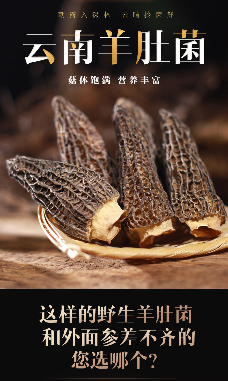 干羊肚菌干货云南土特产羊肚菇菌剪柄无沙野生菌南北肉类干货煲汤80克