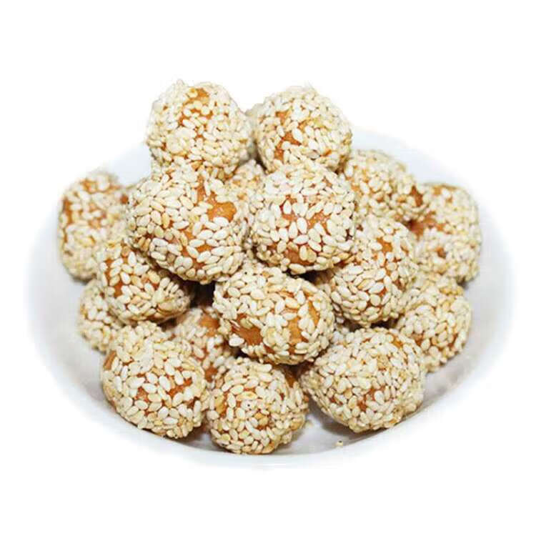 安徽特产手工糯米小麻球麻圆芝麻球传统小零食 一袋麻球 红薯米糖500