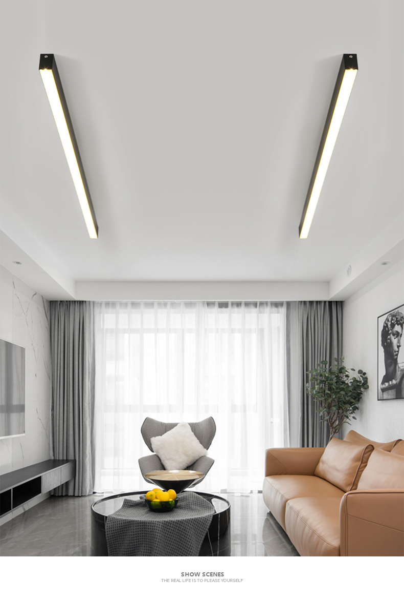 长条灯现代条形灯客厅线条照明吸顶灯明装线性灯极简餐厅卧室led灯具