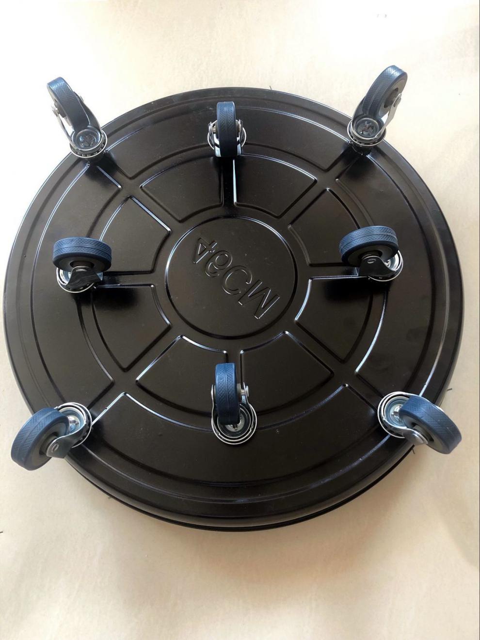 带轱辘花盆拖盘升级款加厚铁艺可移动花盆托盘铁轮铁盘带轮万向轮圆形