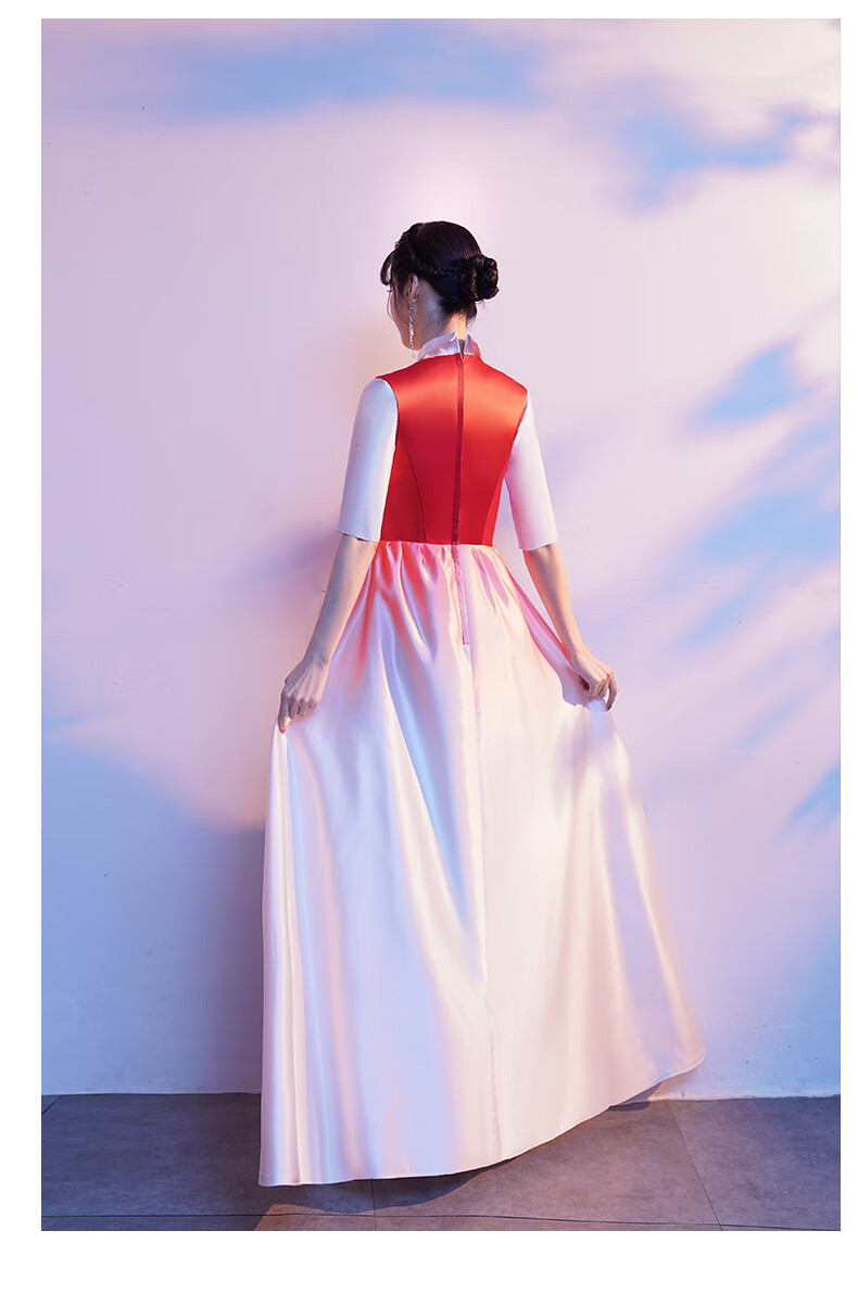 学生乐 中学生主持人服装女合唱团演出服长裙高中诗歌朗诵指挥服 大