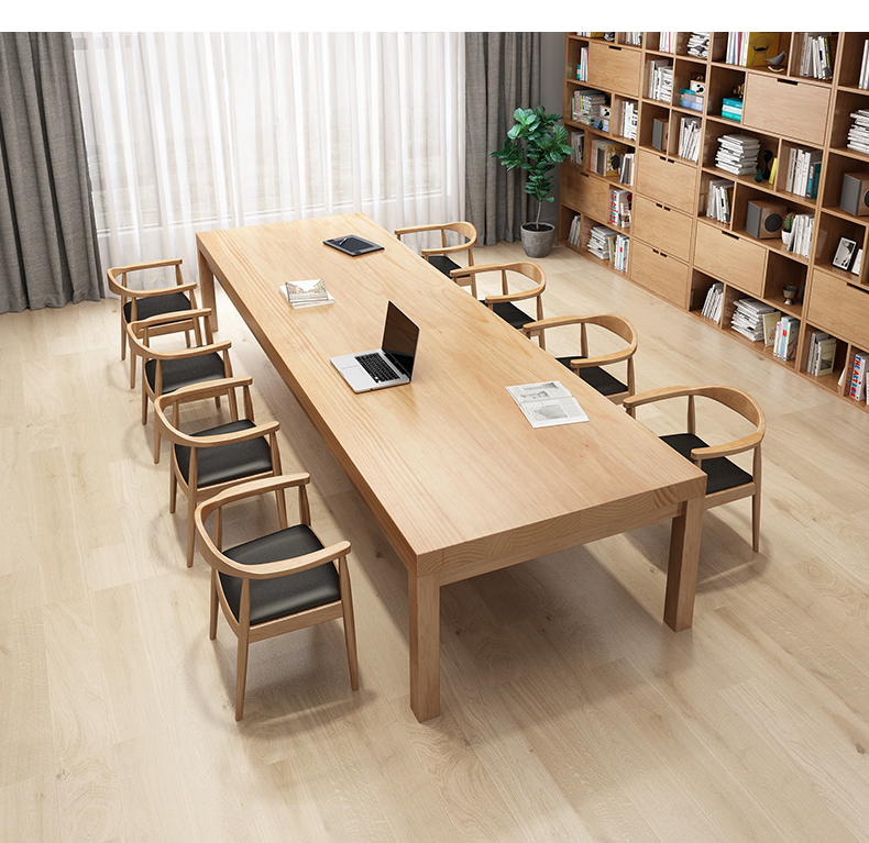 新雅铁书桌北欧实木书桌写字桌学生家用大板桌工作台长桌子图书馆阅览