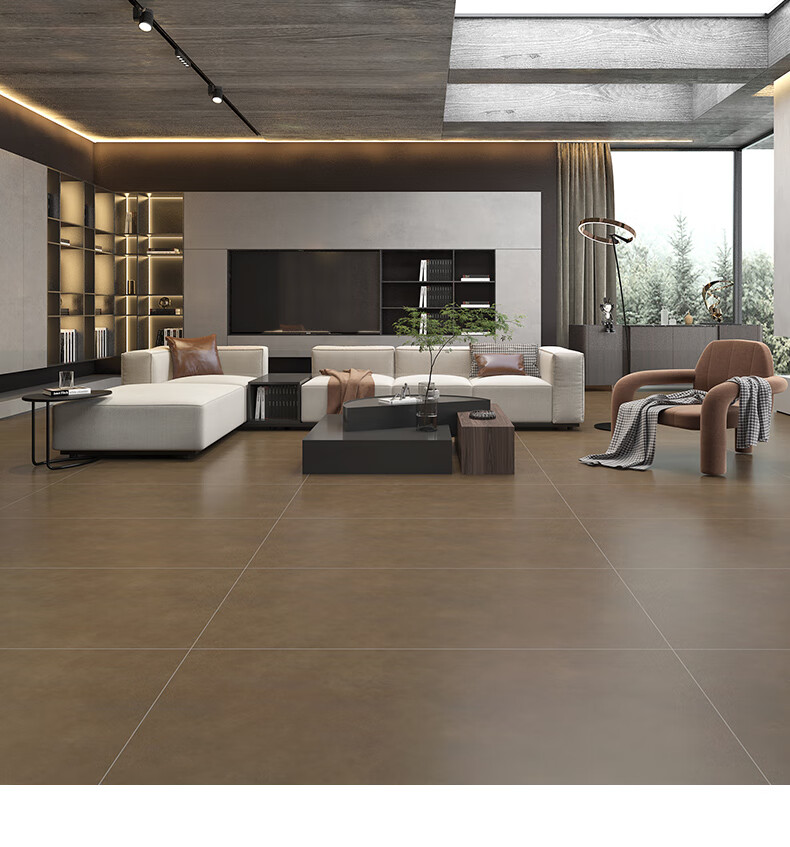 弗洛米 柔光微水泥瓷砖750*1500地砖侘寂风客餐厅防滑地板砖 sy61212