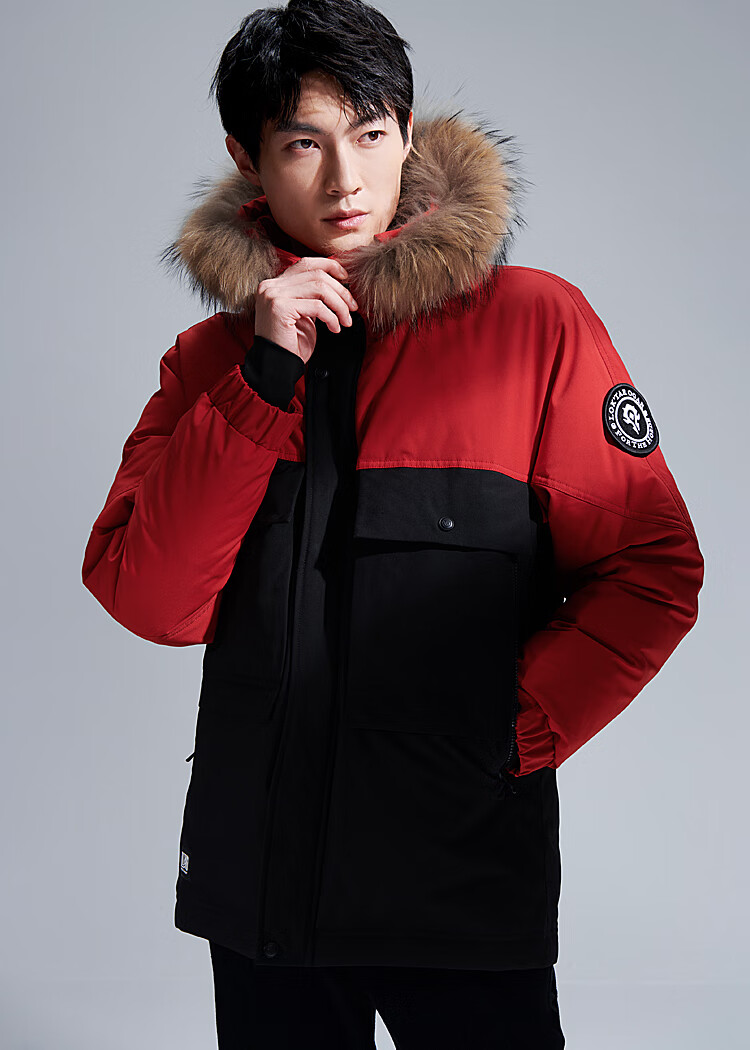 娱乐合作系列魔兽部落连帽90鹅绒外套男hwraj4r118a大红镶拼n517592al