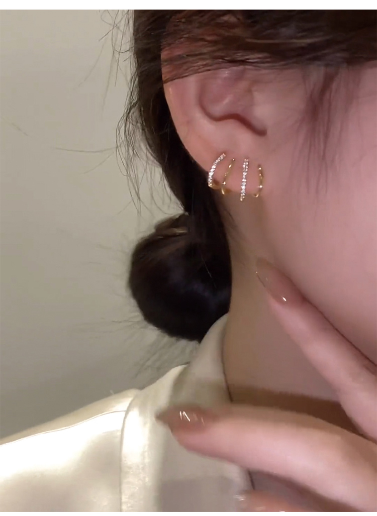 高端品质四抓耳排耳环小众设计感网红耳饰女银针时尚四爪耳钉新款潮