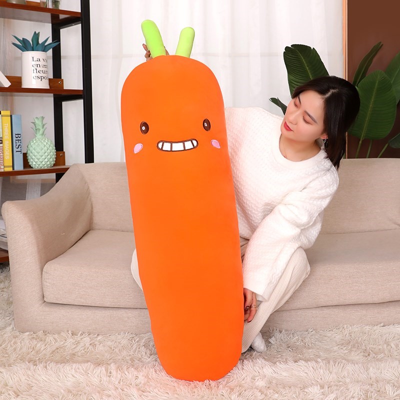 抱着睡觉长条枕头女生夹腿玩偶男棉萝卜呲牙款1米送40厘米萝卜限量抢