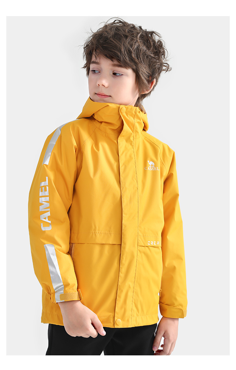 小骆驼儿童冲锋衣三合一两件套厚2021新款男童风衣女童外套春秋装 a0w