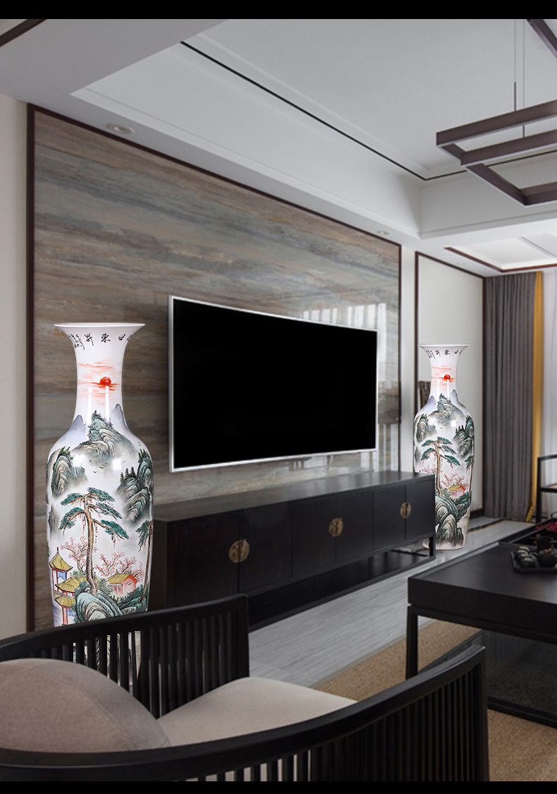 景德镇陶瓷器落地大花瓶摆件客厅电视柜玄关装饰别墅摆设开业礼品12米