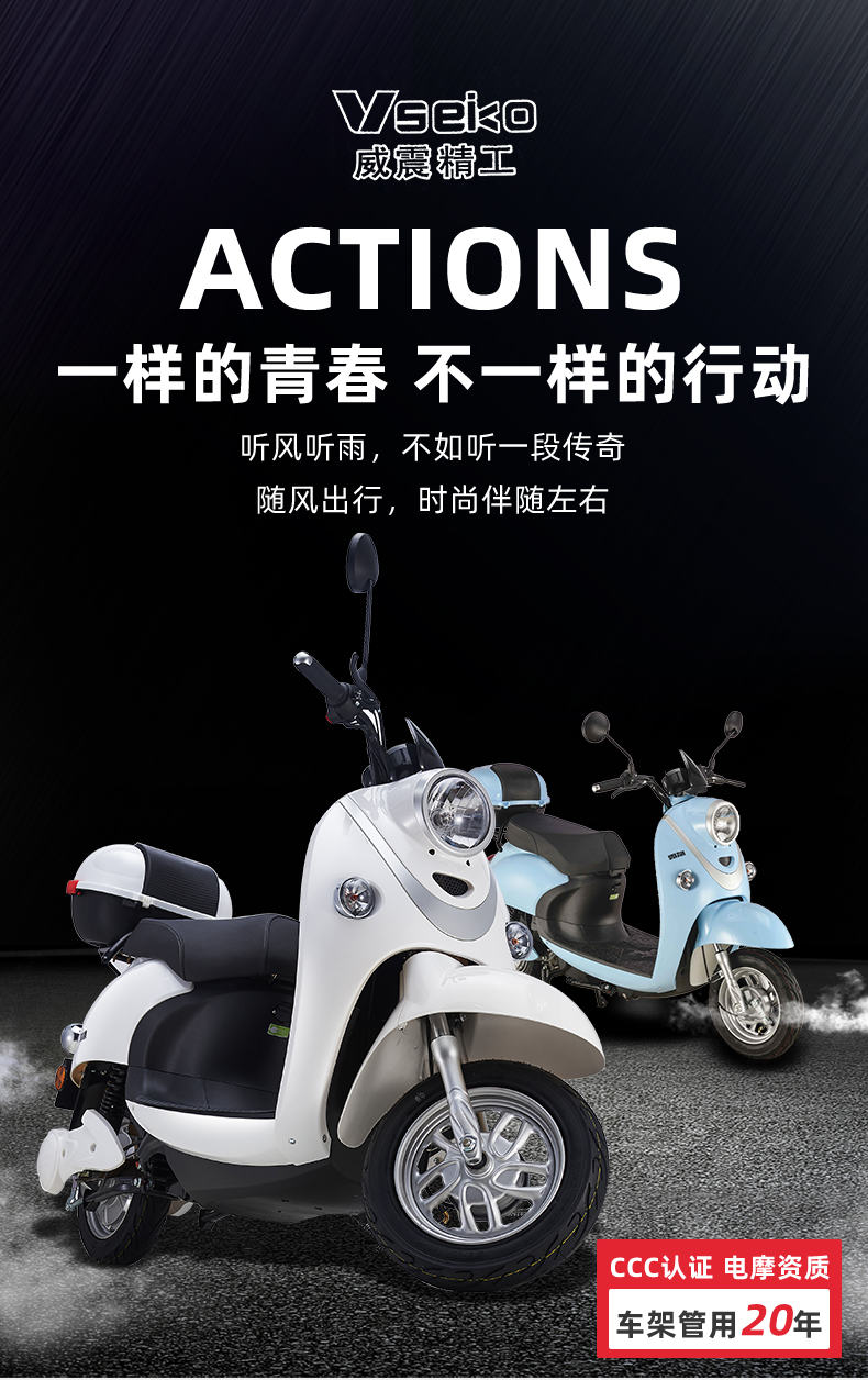 威震电动摩托车电动车成人电瓶车铅酸电池48v/60v上班代步车两轮踏板