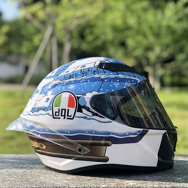 上海可发全新升级摩托车头盔雪屋小镇越野全盔四季大尾翼可甩酷安全帽